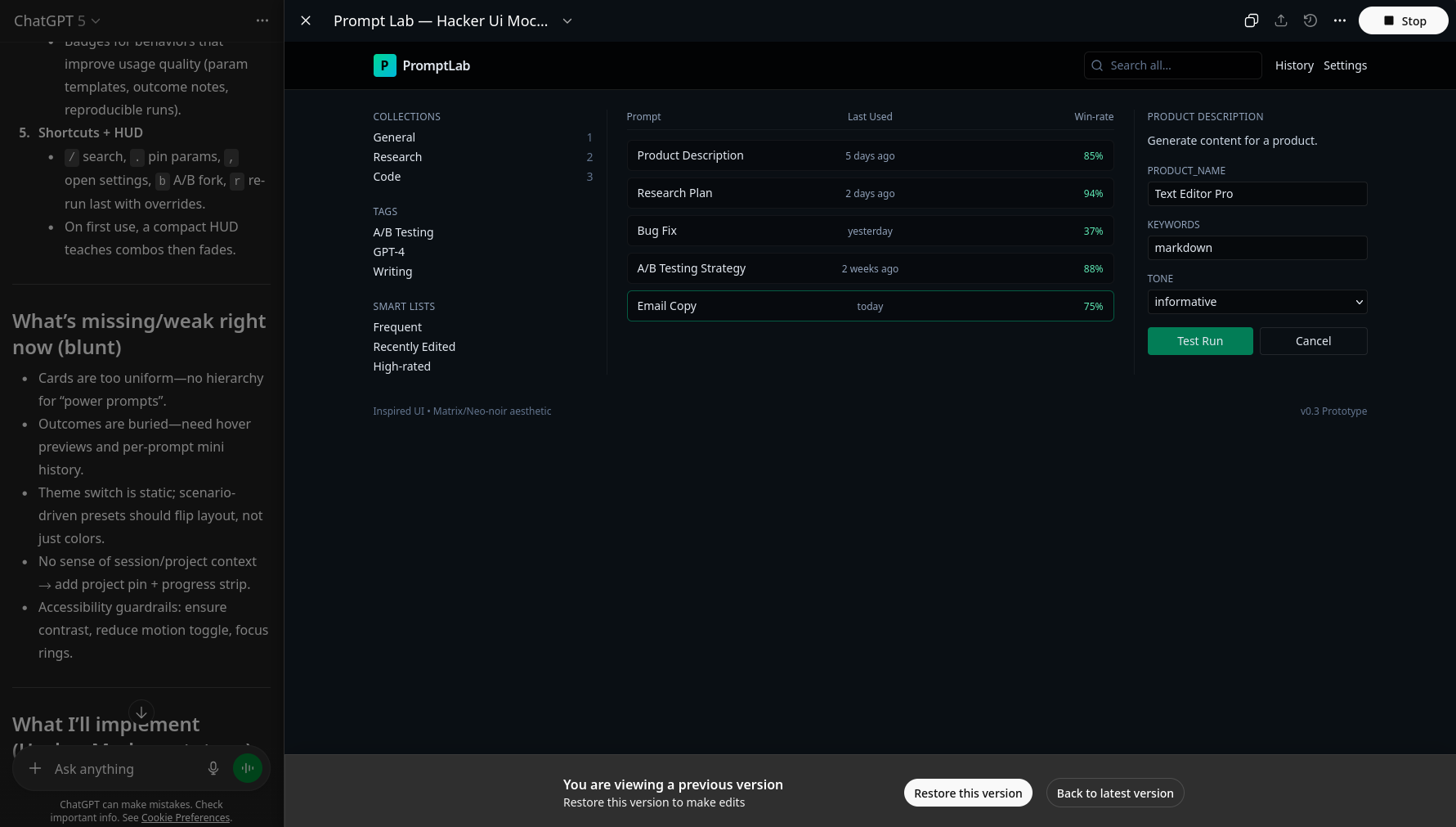 GPT5 UI design